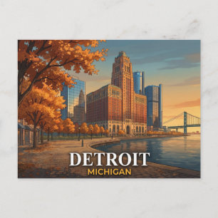 Detroit vykort   Guardian Building Skyline