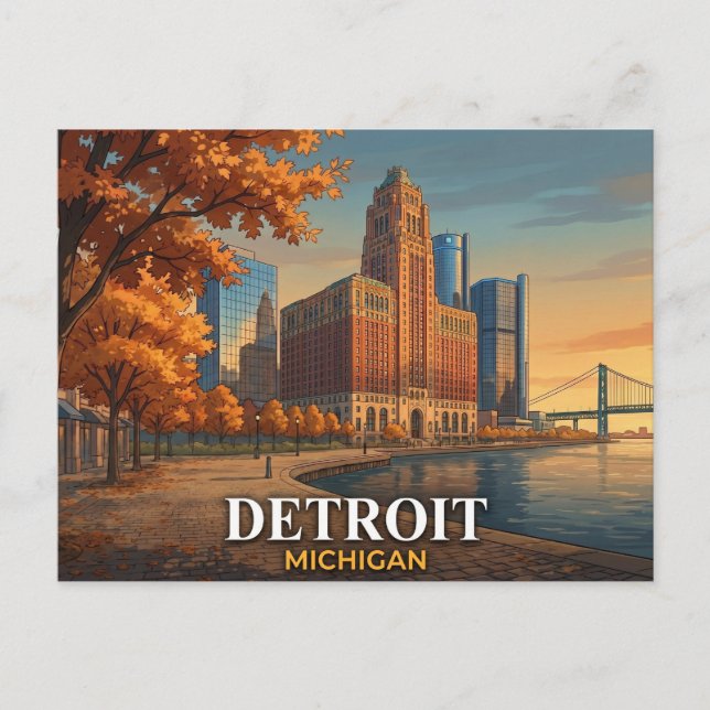 Detroit vykort | Guardian Building Skyline (Framsida)