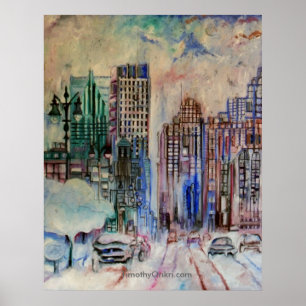 Detroit Wintry Halcyon kanvastryck Poster