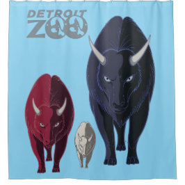 Detroit Zoo Rött vitt blått Bison Shower Curtain