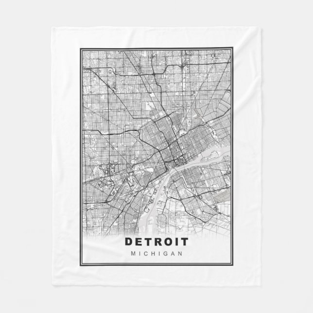 Detroitkarta Fleecefilt (Framsidan)