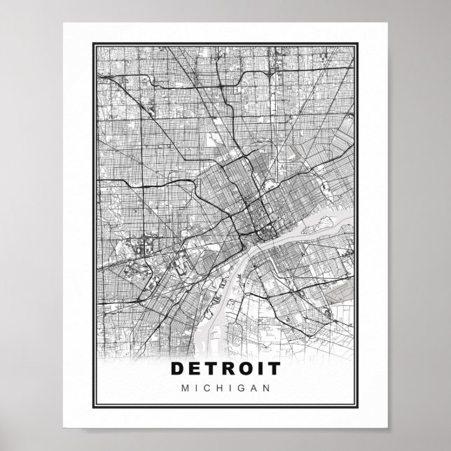 Detroitkarta Poster (Framsidan)