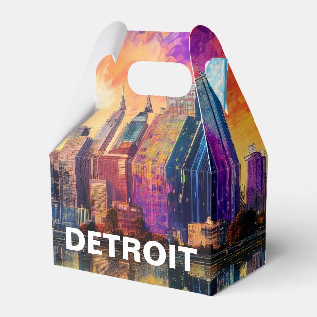 Detroits Skyline Abstrakt Konst Presentaskar (Framsidan Sidan)