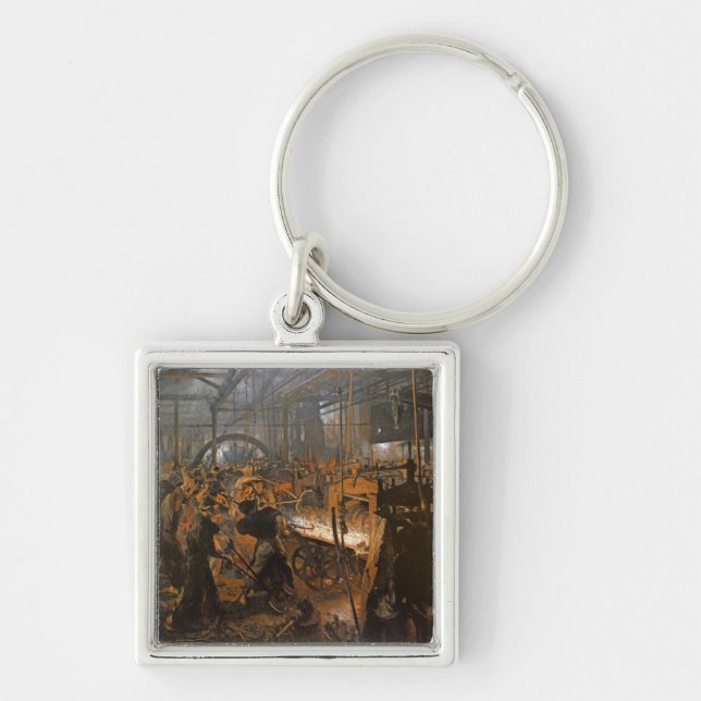 DetRullande mal, 1875 Fyrkantig Silverfärgad Nyckelring (Framsidan)