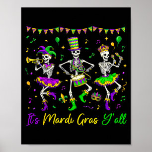 Dets Mardi Gras allesammans Roliga skelett Mardi G Poster