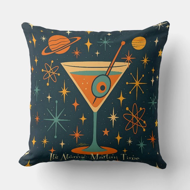 Dets Tid för Atom-Martini Kosmiska Stjärnor Kudde (Framsida)