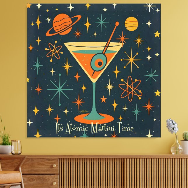 Detsamma är Atomic Martini Time Cosmic Stars Canvastryck (Insitu (Vardagsrum))
