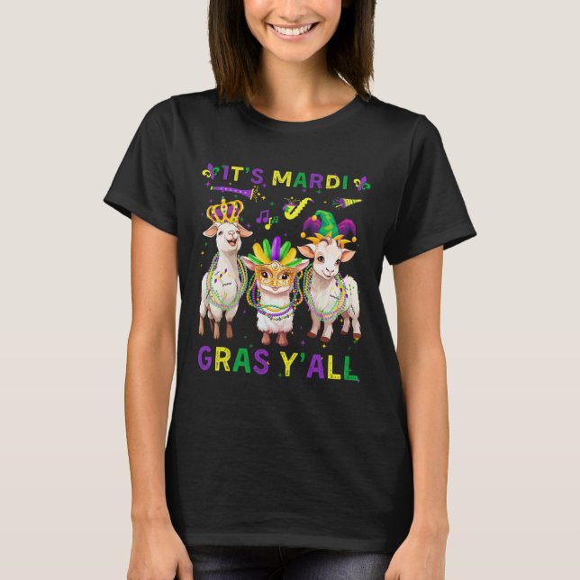 Detsamma Mardi Gras Era getter Jester Mask Pärlor  T Shirt (Framsida)