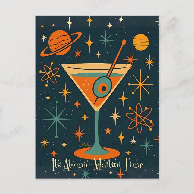 Detsamma som Atomic Martini Time Cosmic Stars Vykort (Framsida)