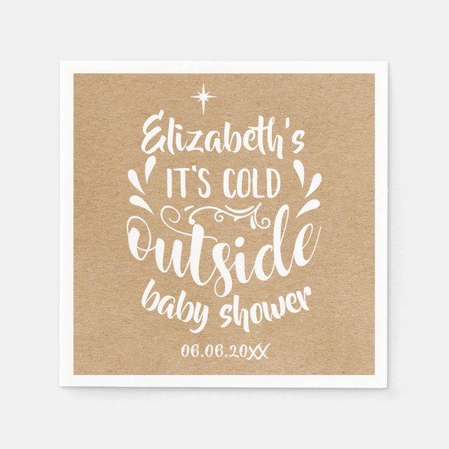 Detsamma Utanför Baby Shower/Sprinkle Rustik Kraft Pappersservett (Framsidan)