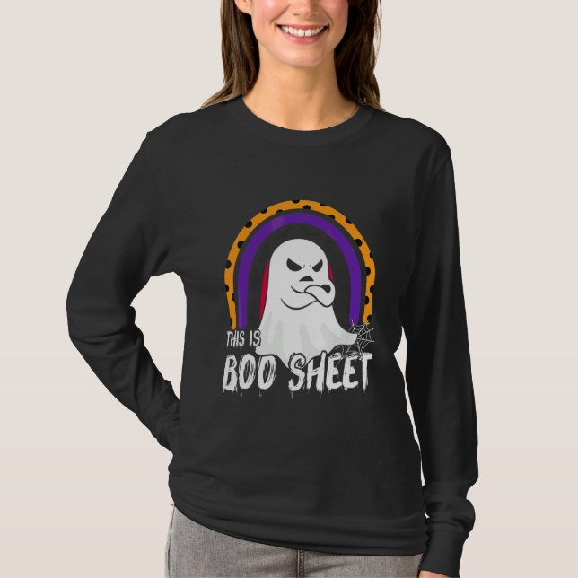 Detta är Boo Sheet Ghost retro Halloween kostym fö T Shirt (Framsida)
