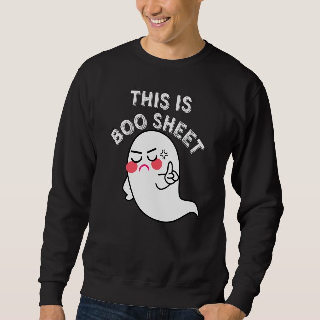 Detta Är Boo Sheet Spöke Retro Halloween Kostym Mi Lång Ärmad Tröja (Framsida)