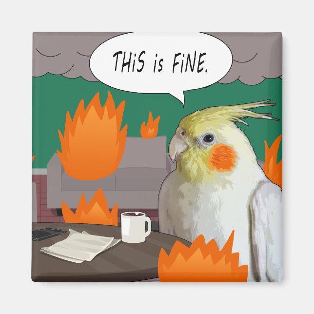Detta är Bra Memantin Bird Funny Cockatiel Magnet (Framsidan)