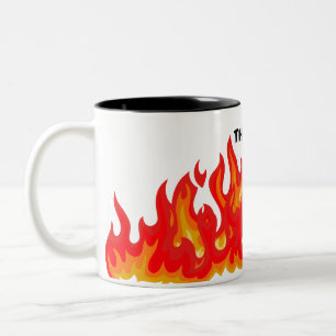 "Detta är bra" (svart + brand och lågor) Två-Tonad Mugg