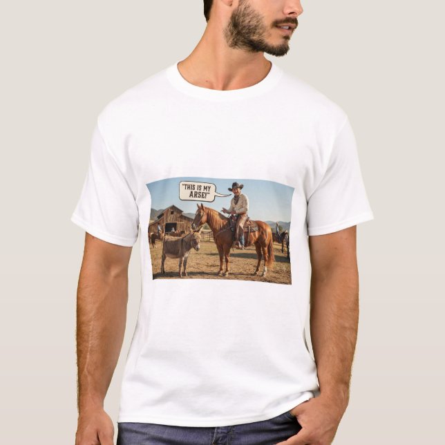 Detta Är Cowboy Och Åsna Rolig Grafik  T Shirt (Framsida)