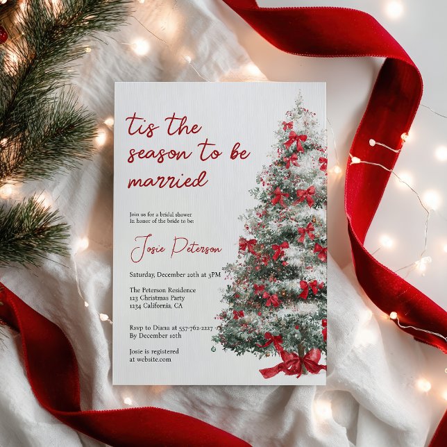 Detta är den säsong då Möhippan för marktyrda vint Inbjudningar (Tis The Season to Be Married Winter Bridal Shower Invitation)