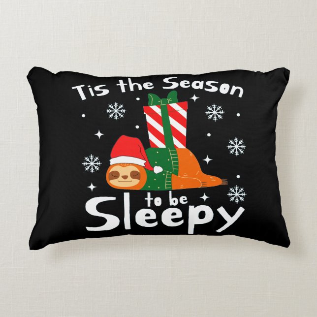 Detta är den säsong som ska Sömnig inför julsäsong Prydnadskudde (Framsidan)