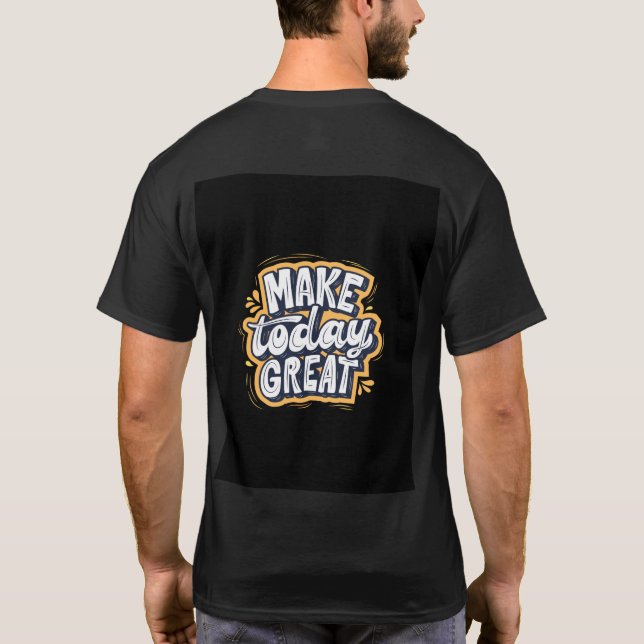Detta är en svart halvärmad T-shirt för män (Baksida)