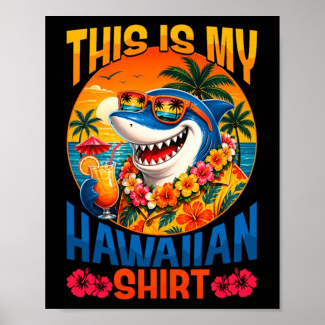 Detta Är Hawaiiansk Tröja Rolig Haj Hawaii Sommar Poster (Framsidan)