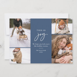 Detta är Joy Blue Minimalist Multi-Photo Julkort