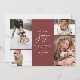 Detta är Joy Red Minimalist Multi-Photo Julkort
