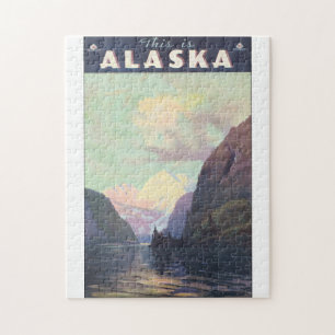 Detta är konstverk för Alaska vintage resoraffisch Pussel