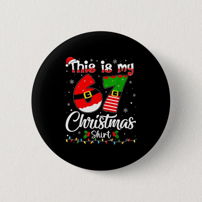 Detta Är Min 67 Jul Pyjamas Roliga Xmas 6 7 Meme Knapp (Framsida)