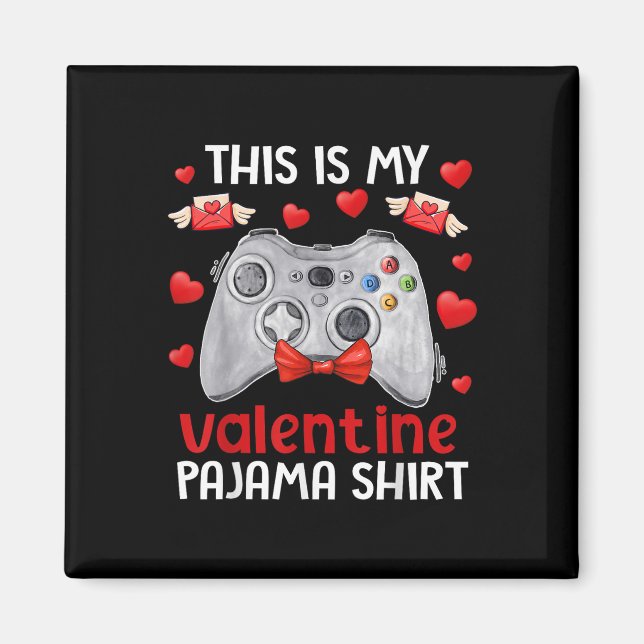 Detta är min Alla Hjärtans Dag Pyjamas Datorspelar Magnet (Framsidan)