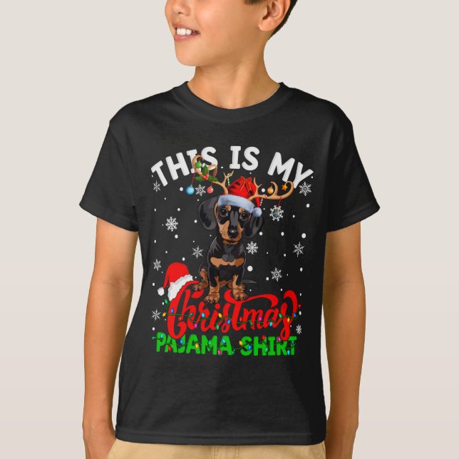 Detta är min Dachshund Hund Fula Jul Pyjamas Swe T Shirt (Framsida)