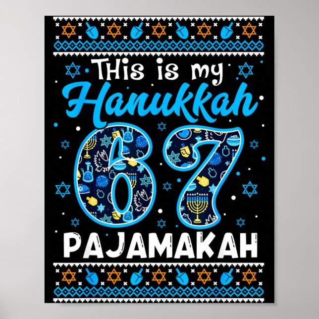 Detta Är Min Hanukkah 67 Pajamakah För Judisk Kris Poster (Framsidan)