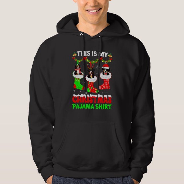 Detta Är Min Jul Pyjamas Bernese Mountain Dog P Hoodie (Framsida)