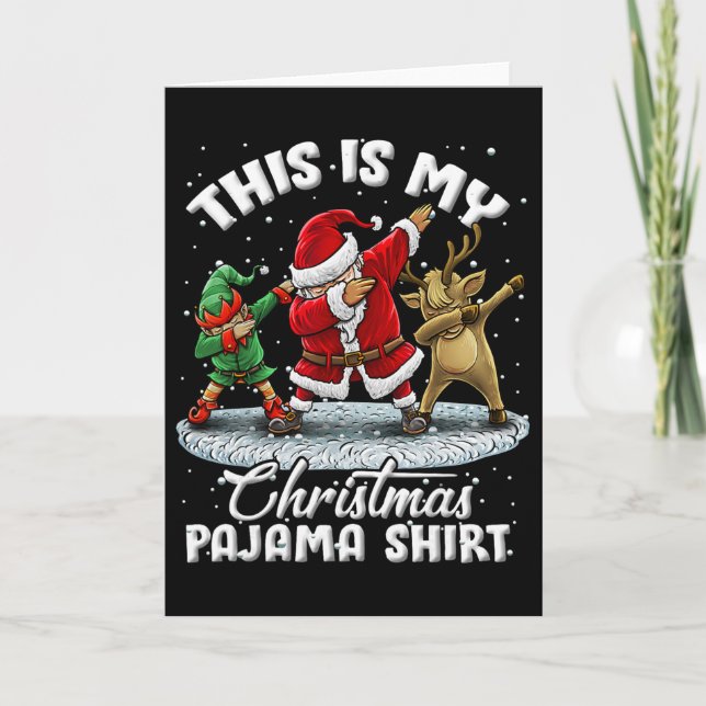 Detta Är Min Jul Pyjamas Dabba Tomte Elf Paja Kort (Framsida)