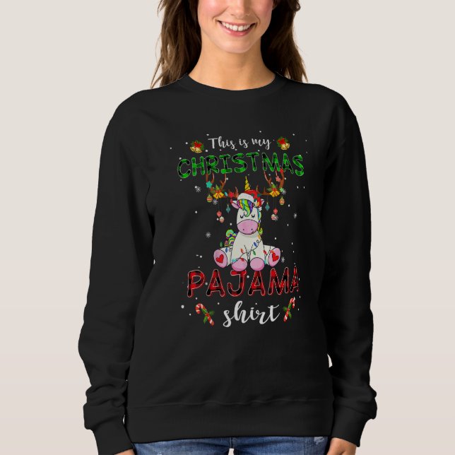 Detta Är Min Jul Pyjamas Enhörning Julhatt Lig T Shirt (Framsida)