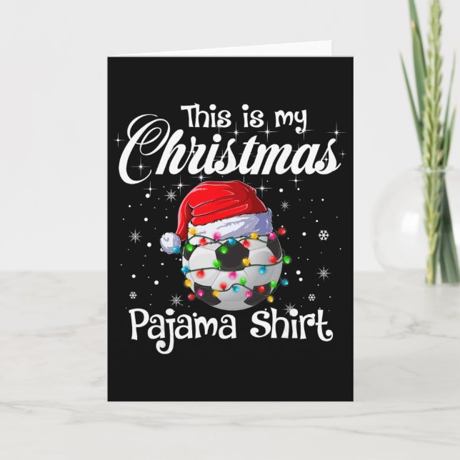 Detta Är Min Jul Pyjamas Fotboll Julbelysning Kort (Framsida)