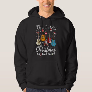 Detta Är Min Jul Pyjamas Gitarr Gitarrist Musik Hoodie