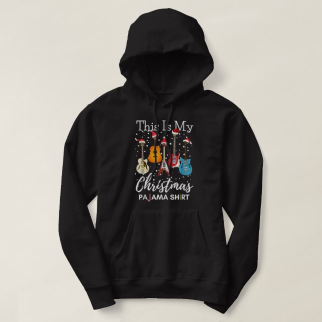 Detta Är Min Jul Pyjamas Gitarr Gitarrist Musik Hoodie (Design framsida)