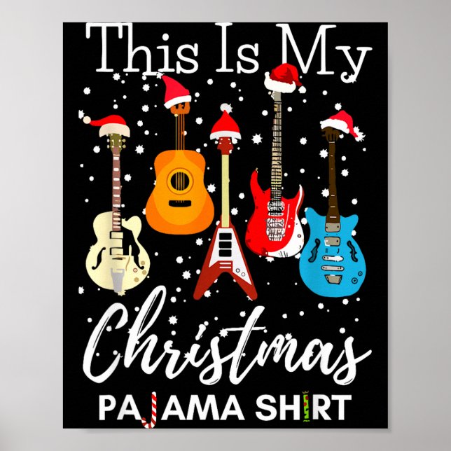 Detta Är Min Jul Pyjamas Gitarr Gitarrist Musik Poster (Framsidan)
