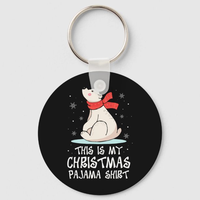 Detta Är Min Jul Pyjamas Tröja Isbjörn Rolig Nyckelring (Framsida)