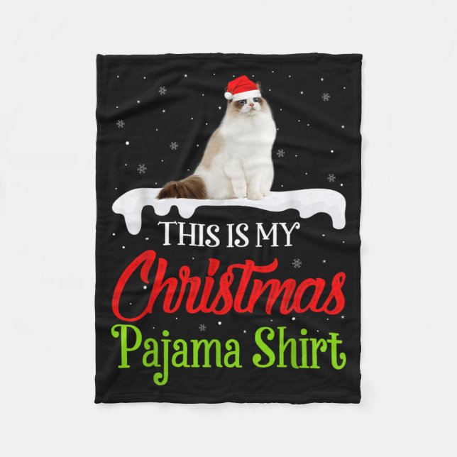 Detta Är Min Jul Pyjamas Tröja Ragdoll Katt Fleecefilt (Framsidan)