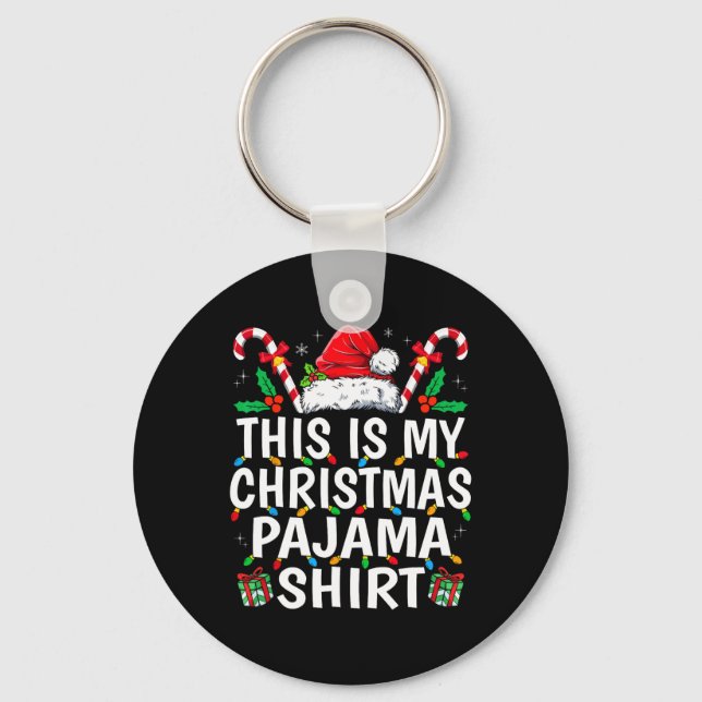 Detta Är Min Jul Pyjamas Tröja Rolig Xmas Pjäs M Nyckelring (Framsida)
