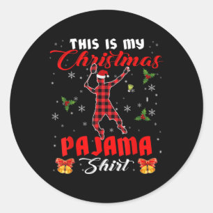 Detta Är Min Jul Pyjamas Tröja Tomte Randig Badm Runt Klistermärke