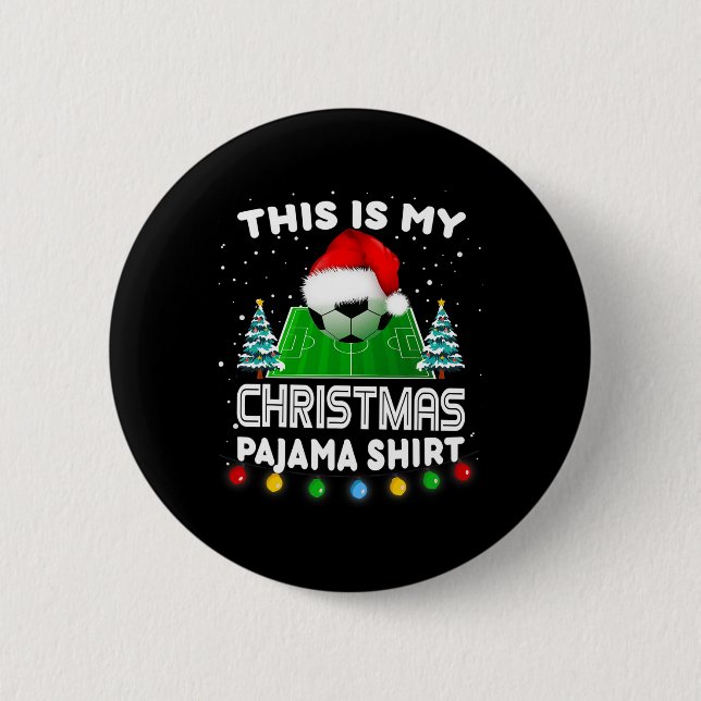 Detta Är Min Jul Pyjamas Tröjor Fotboll Tomte Pojk Knapp (Framsida)