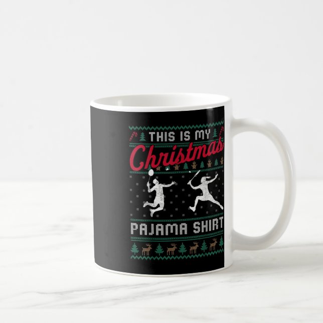 Detta Är Min Julpyjamas Badminton Fula Tröja Kaffemugg (Höger)