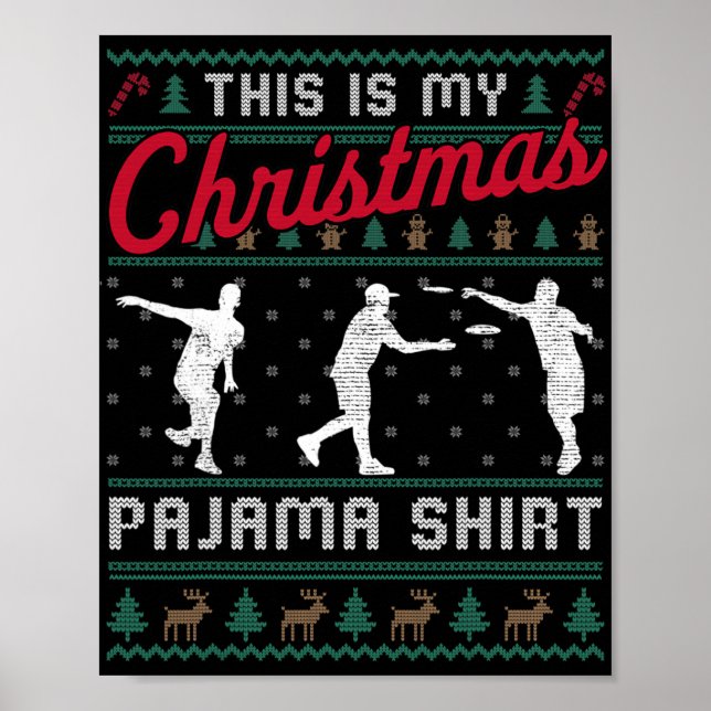 Detta Är Min Julpyjamas Disc Golf Fula Tröja Poster (Framsidan)