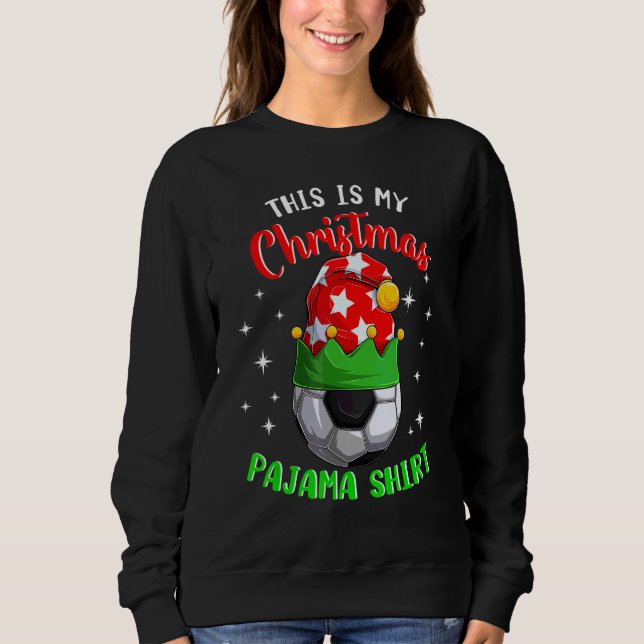 Detta Är Min Julpyjamas  Fotboll Tomte Hatt T Shirt (Framsida)