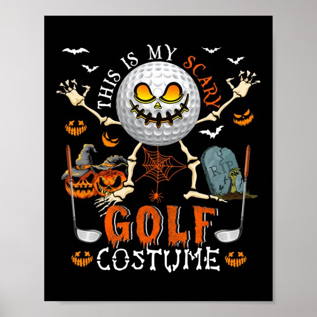 Detta är min läskiga golfkostym Halloween Skelett  Poster (Framsidan)