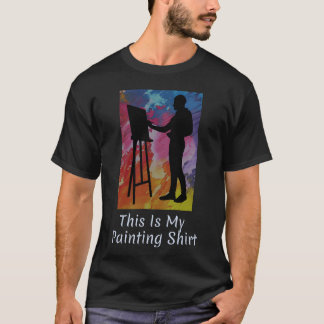 Detta är min målning visar en konstnär på e retro t shirt