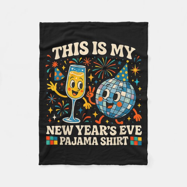 Detta Är Min Nyårsaftons Pyjamas Roligt Retroprese Fleecefilt (Framsidan)