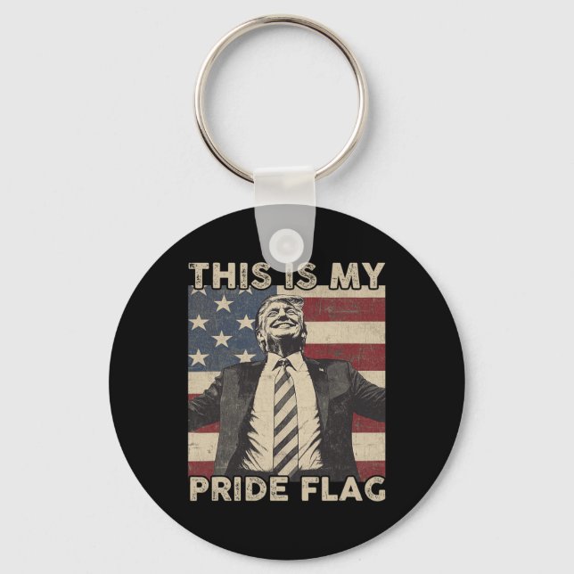 Detta Är Min Pride Flagga Trump Usa Flagga 4:e Jul Nyckelring (Framsida)