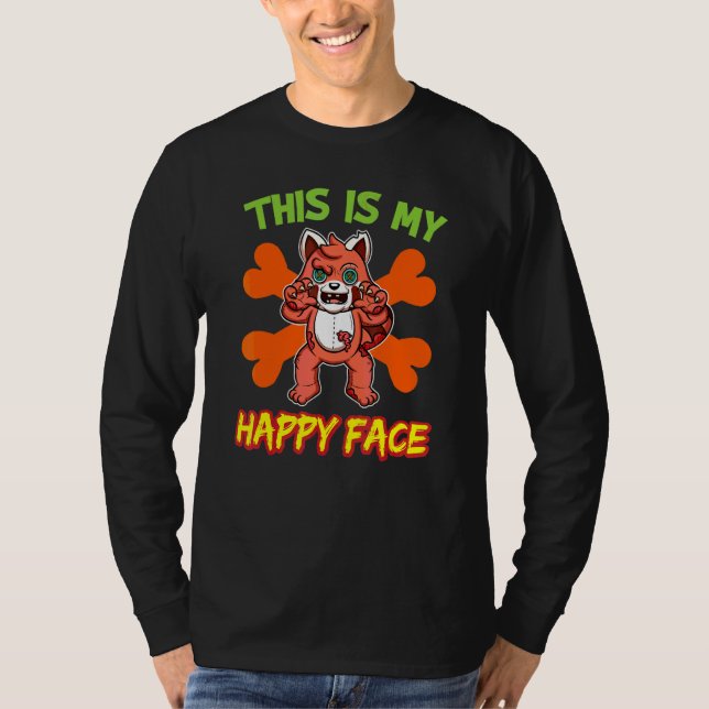 Detta Är Mitt Glada Ansikte  Halloween Monster Hal T Shirt (Framsida)